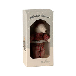 Maileg Winter Mouse with Ski Set, Big Sister- Rose