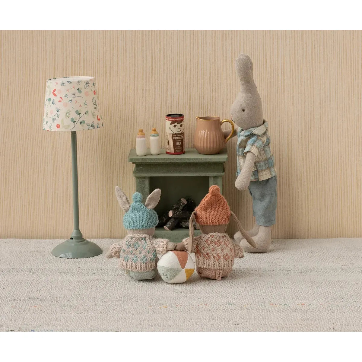 Maileg Winter Rabbit, Micro-- Sand-- Mint