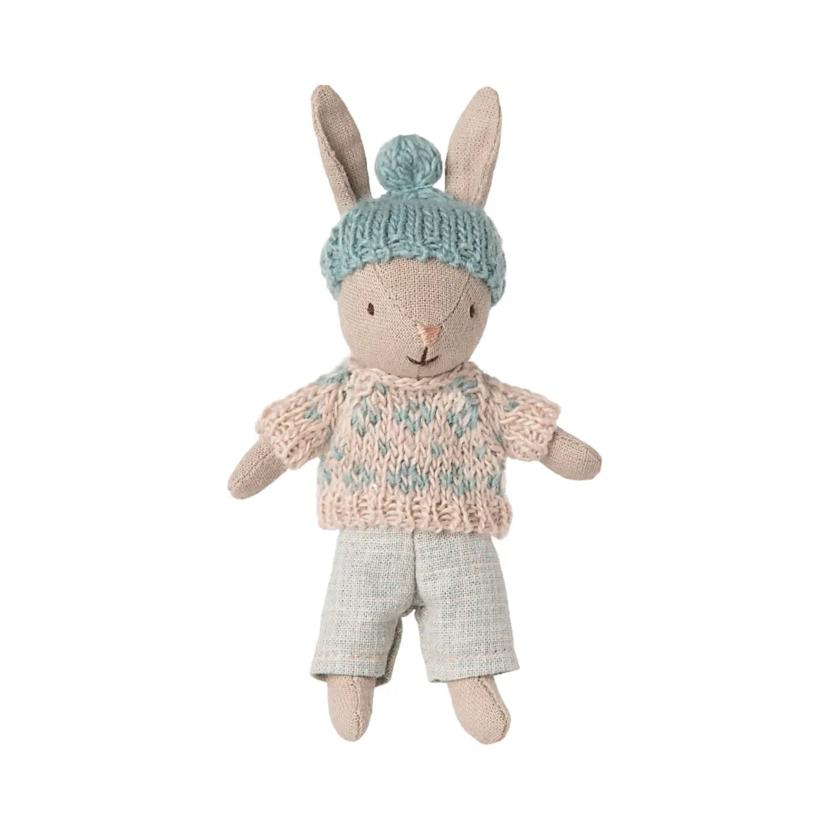 Maileg Winter Rabbit, Micro-- Sand-- Mint