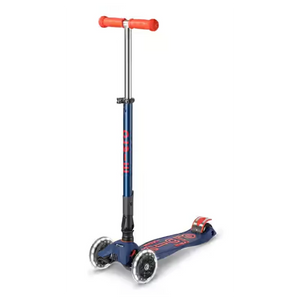 Micro Kickboard: Maxi Deluxe Foldable LED -- Navy Blue/Red