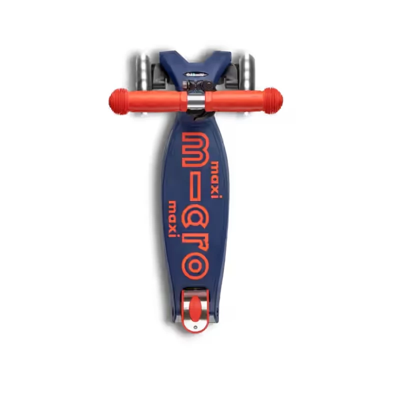 Micro Kickboard: Maxi Deluxe Foldable LED -- Navy Blue/Red