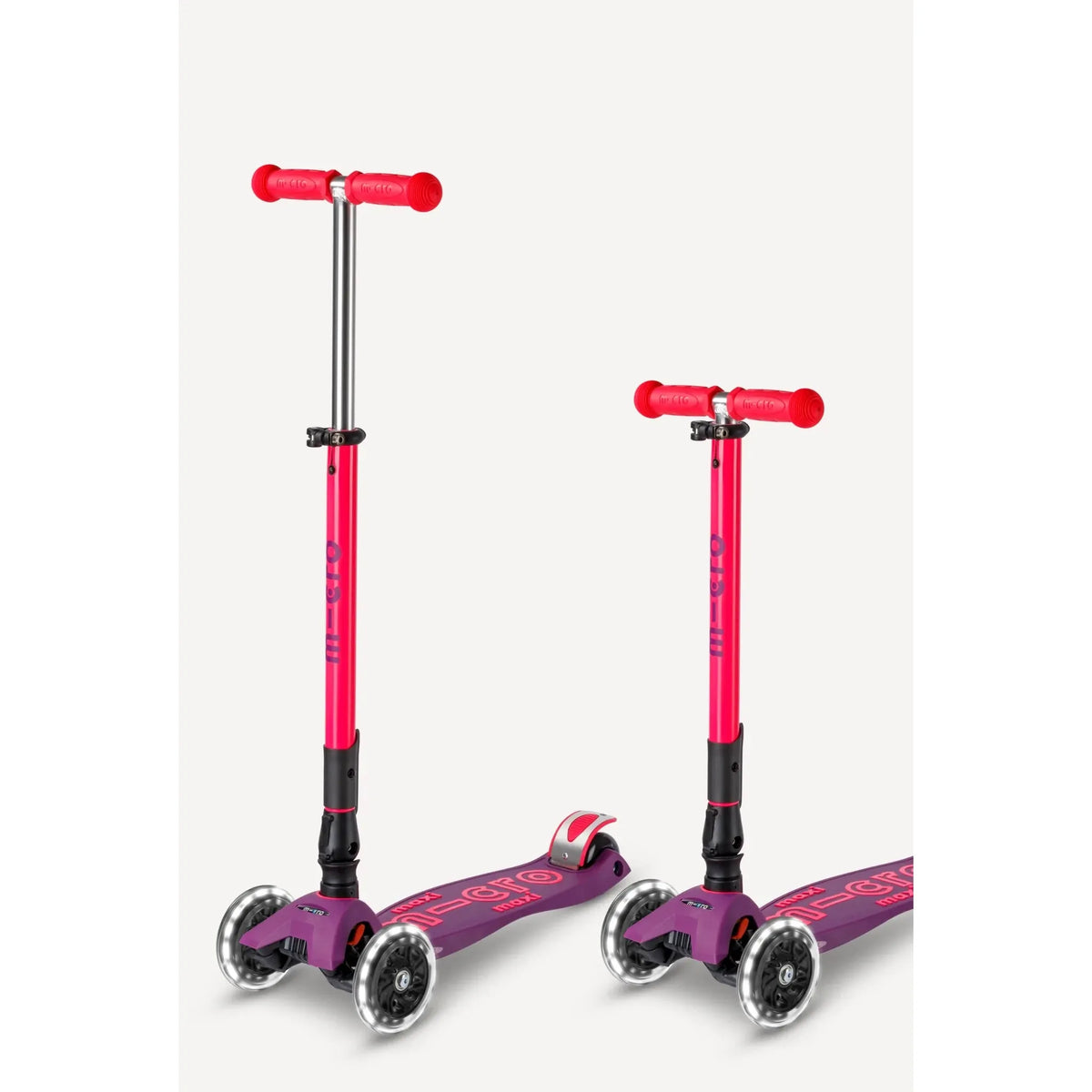 Micro Kickboard: Maxi Deluxe Foldable LED -- Neon Ultra Pink