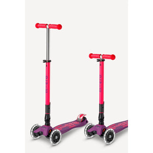 Micro Kickboard: Maxi Deluxe Foldable LED -- Neon Ultra Pink