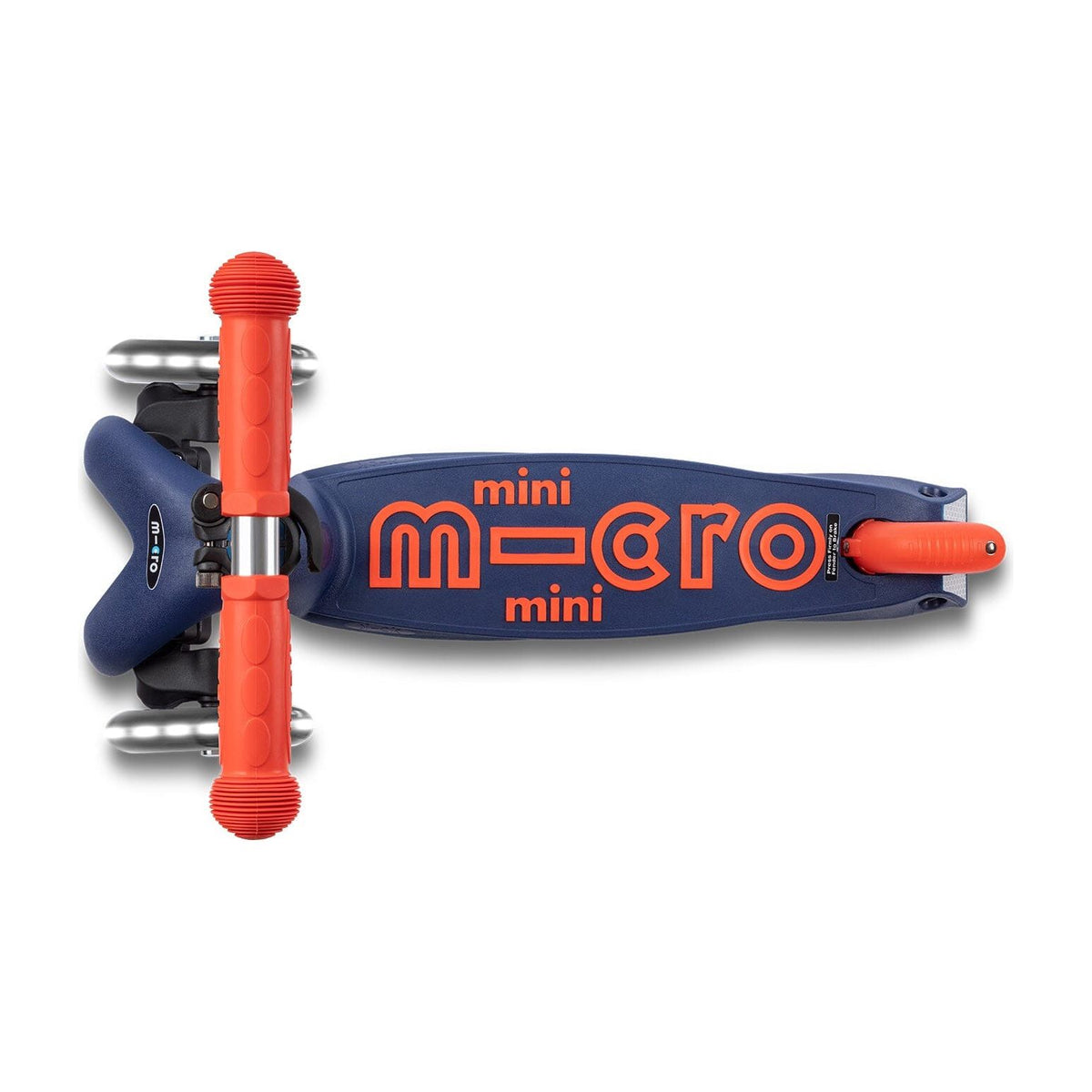 Micro Kickboard: Mini Deluxe Foldable LED -- Navy Blue/Orange