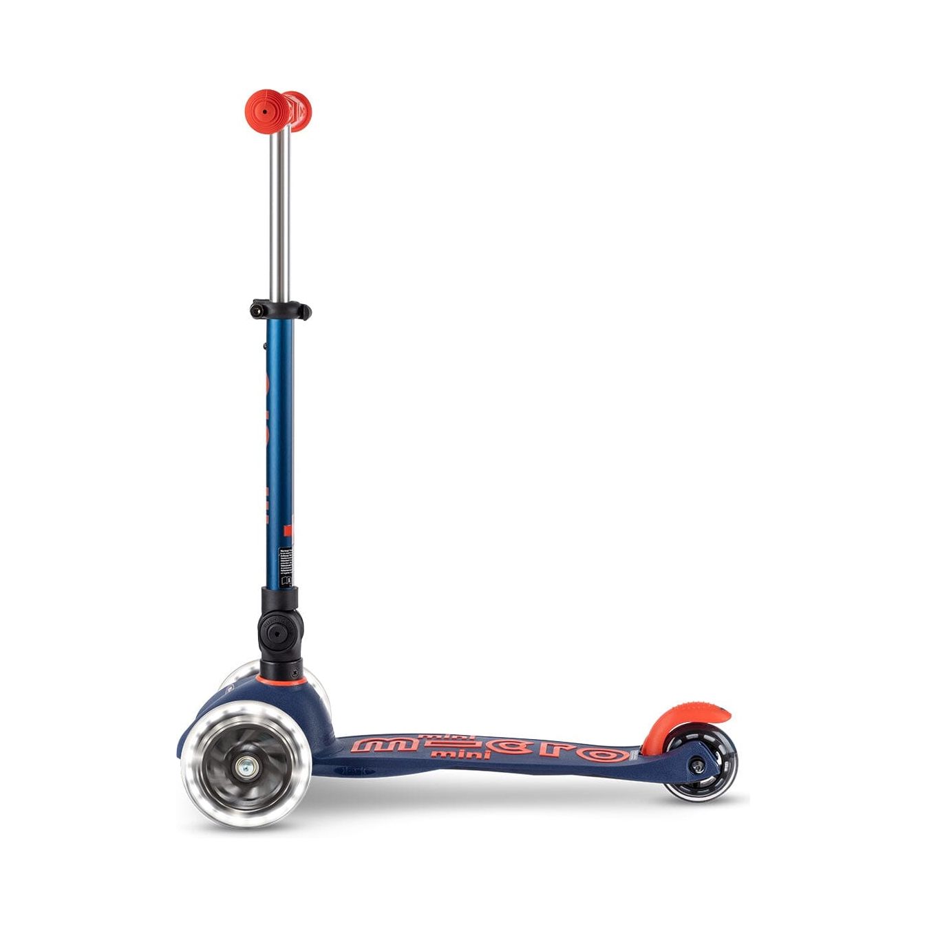 Micro Kickboard: Mini Deluxe Foldable LED -- Navy Blue/Orange