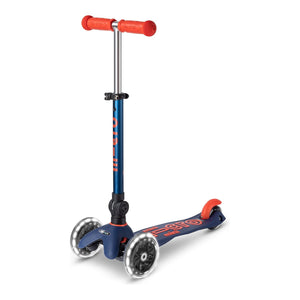 Micro Kickboard: Mini Deluxe Foldable LED -- Navy Blue/Orange
