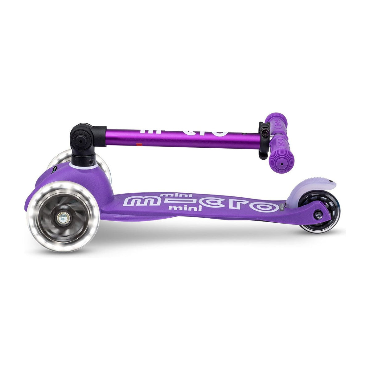 Micro Kickboard: Mini Deluxe Foldable LED -- Purple/White