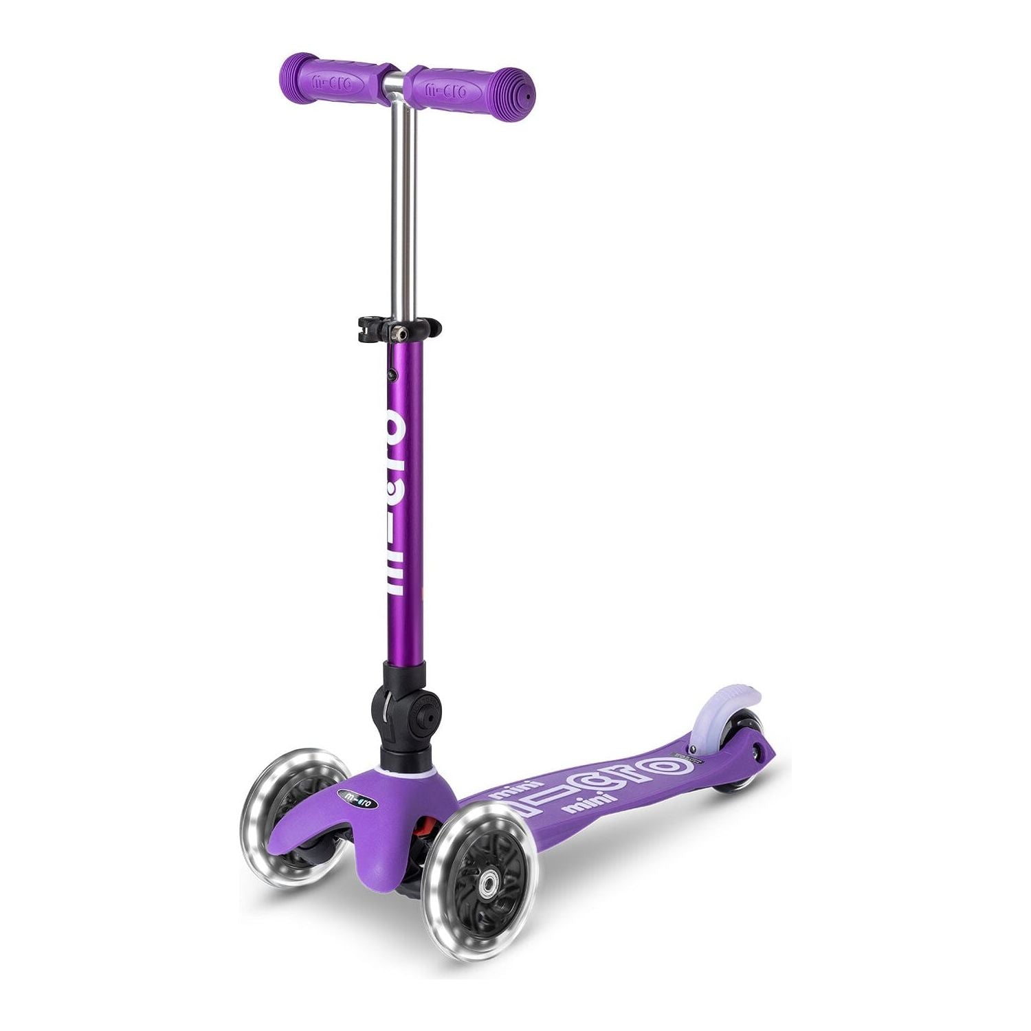 Micro Kickboard: Mini Deluxe Foldable LED -- Purple/White