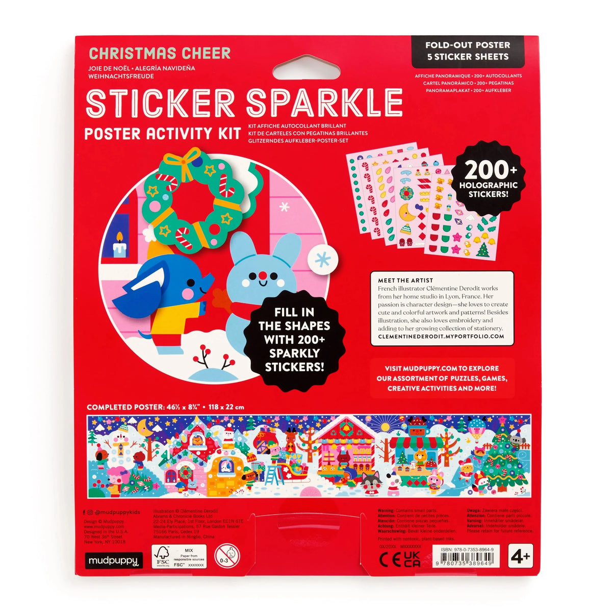 Mudpuppy Christmas Cheer Sticker Sparkle Poster Activity Kit