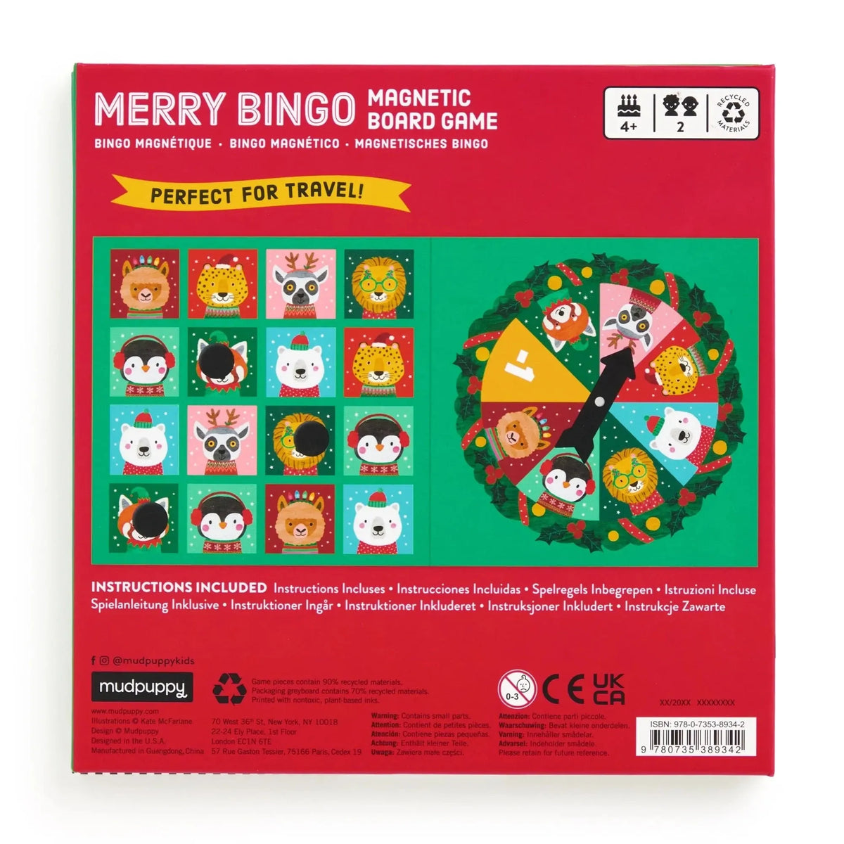 Mudpuppy Merry Bingo Magnetic Board Game