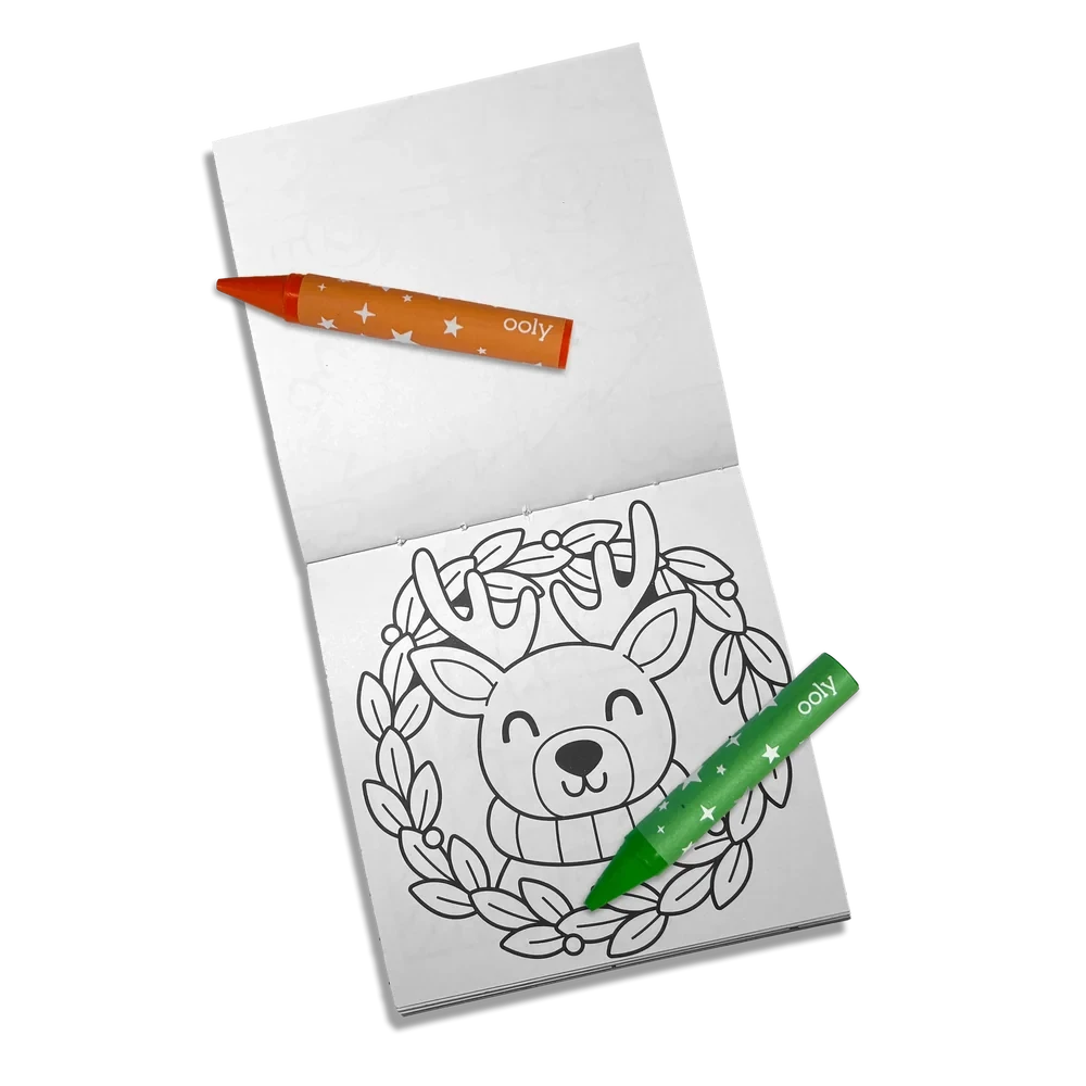 Ooly Carry Along Coloring Book Set -- Holly Jolly