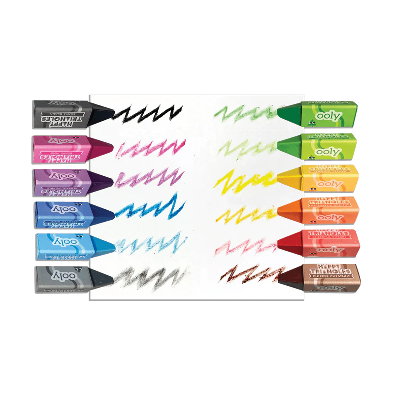 Ooly Happy Triangles Jumbo Crayons -- Set of 12