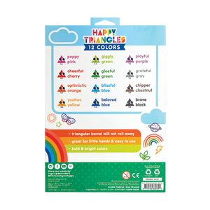 Ooly Happy Triangles Jumbo Crayons -- Set of 12