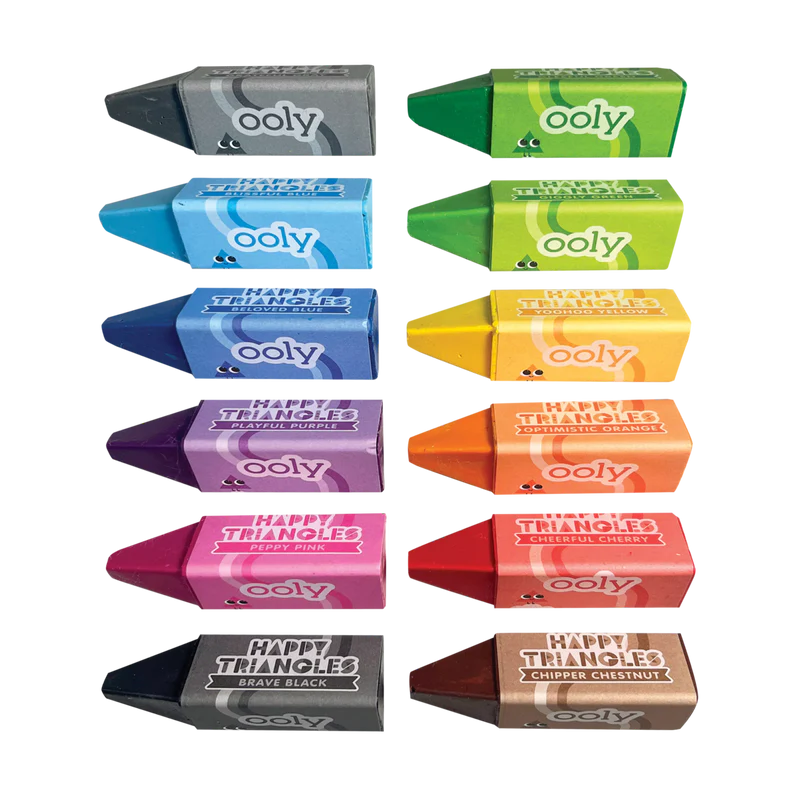Ooly Happy Triangles Jumbo Crayons -- Set of 12