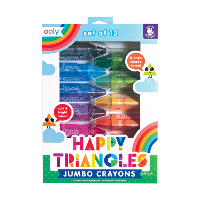 Ooly Happy Triangles Jumbo Crayons -- Set of 12