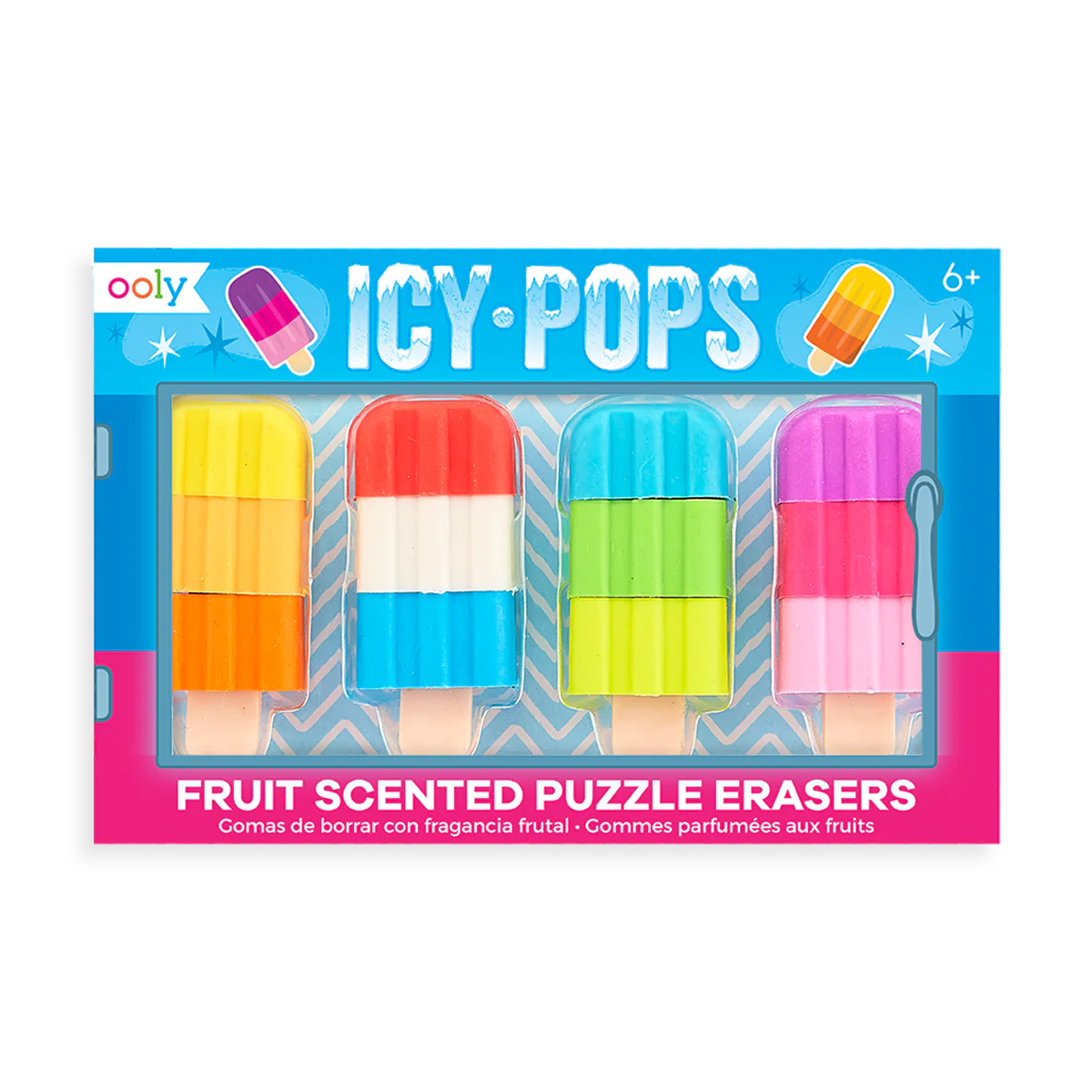 Ooly Icy Pops Scented Puzzle Erasers-- Set of 4