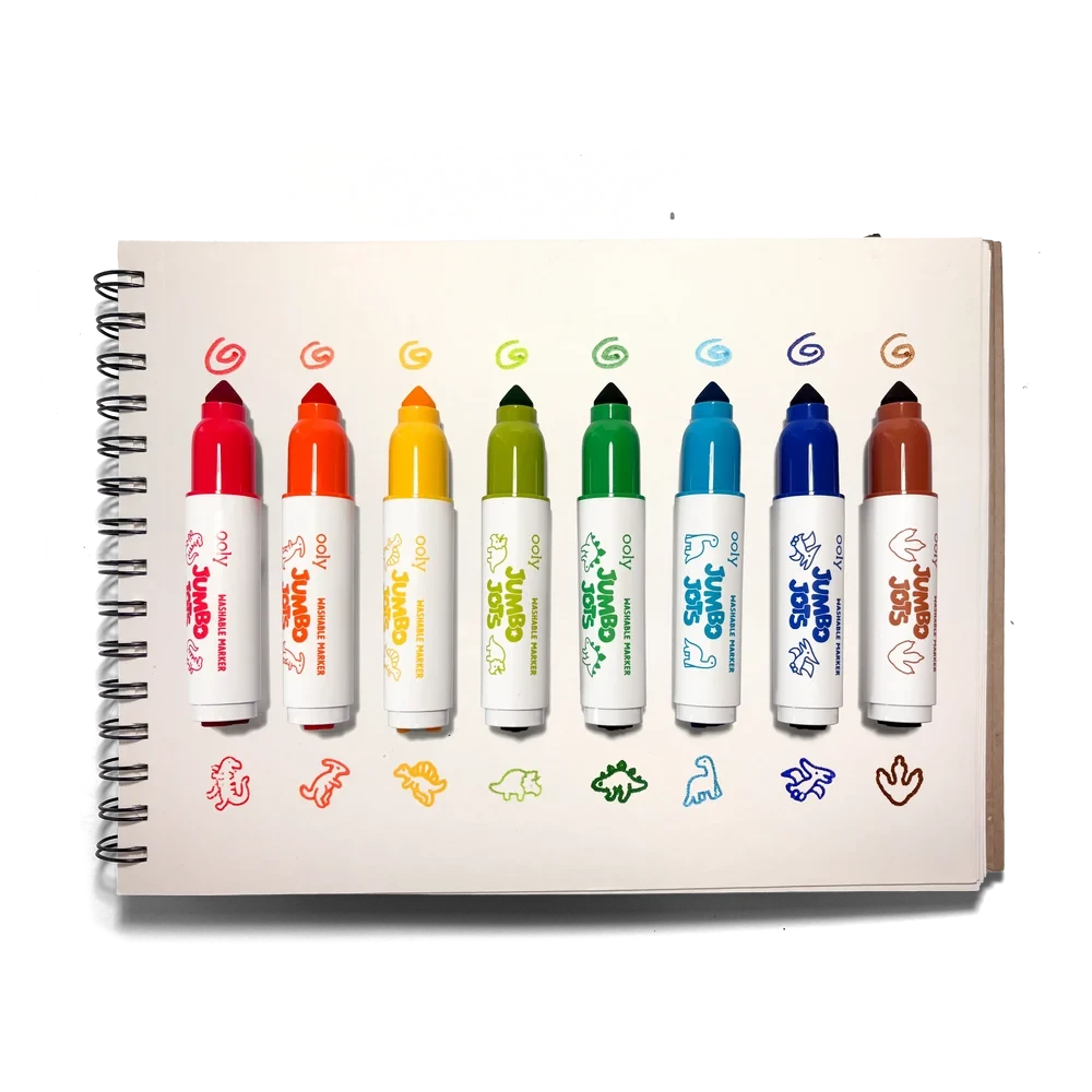Ooly Jumbo Jots: Dual Tip Cone and Stamp Markers-- Dinosaur (Set of 8)