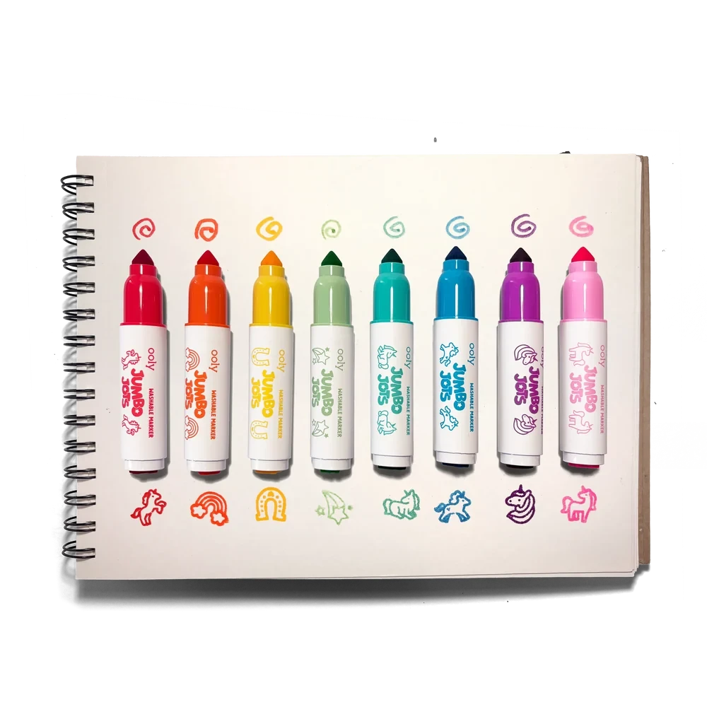 Ooly Jumbo Jots: Dual Tip Cone and Stamp Markers-- Unicorn (Set of 8)