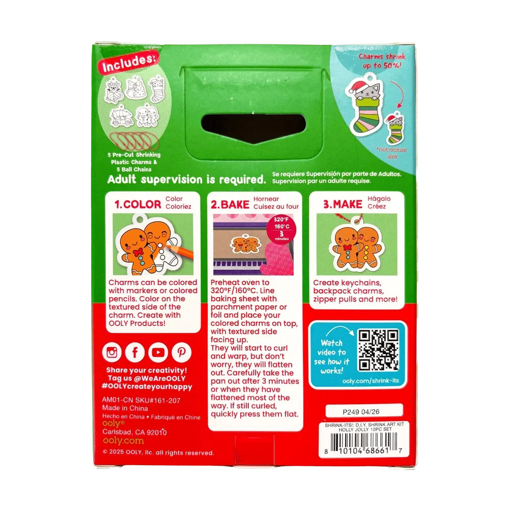 Ooly Mini Shrink-Its! DIY Shrink Art Kit-- Holly Jolly