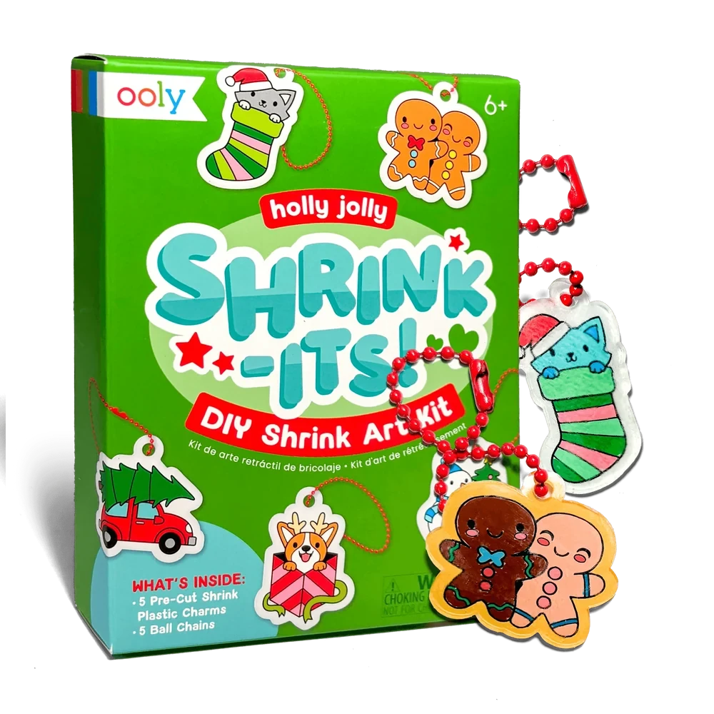 Ooly Mini Shrink-Its! DIY Shrink Art Kit-- Holly Jolly
