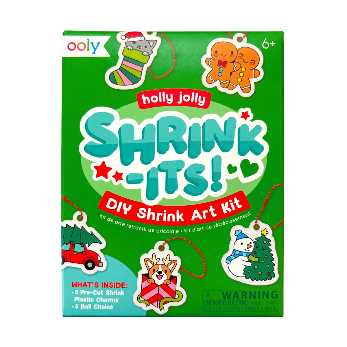 Ooly Mini Shrink-Its! DIY Shrink Art Kit-- Holly Jolly