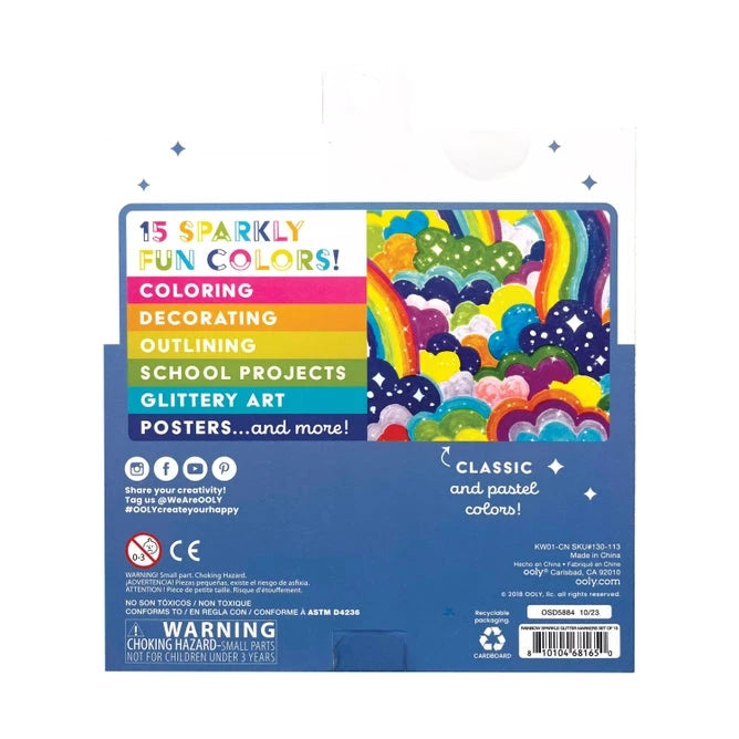 Ooly Rainbow Sparkle: Glitter Markers -- Set of 15