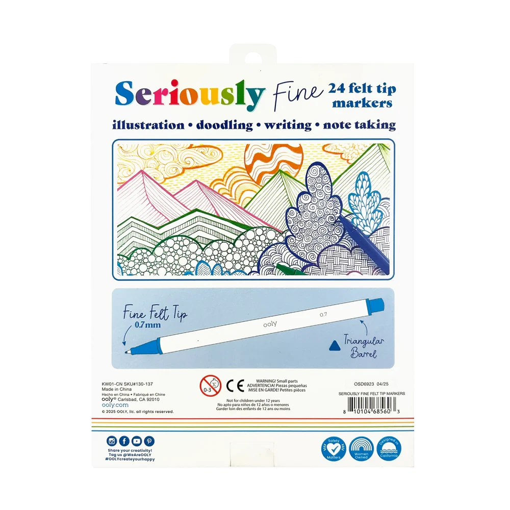 Ooly Seriously Fine Felt Tip Markers-- Set of 24