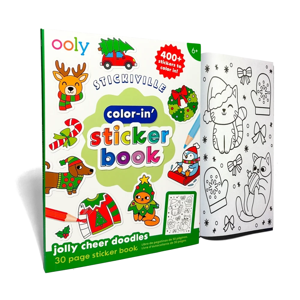 Ooly Stickiville: Color-in' Sticker Book-- Jolly Cheer Doodles