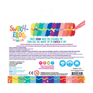 Ooly Switch-eroo Sparkle Glittery Color Changing Markers-- Set of 12