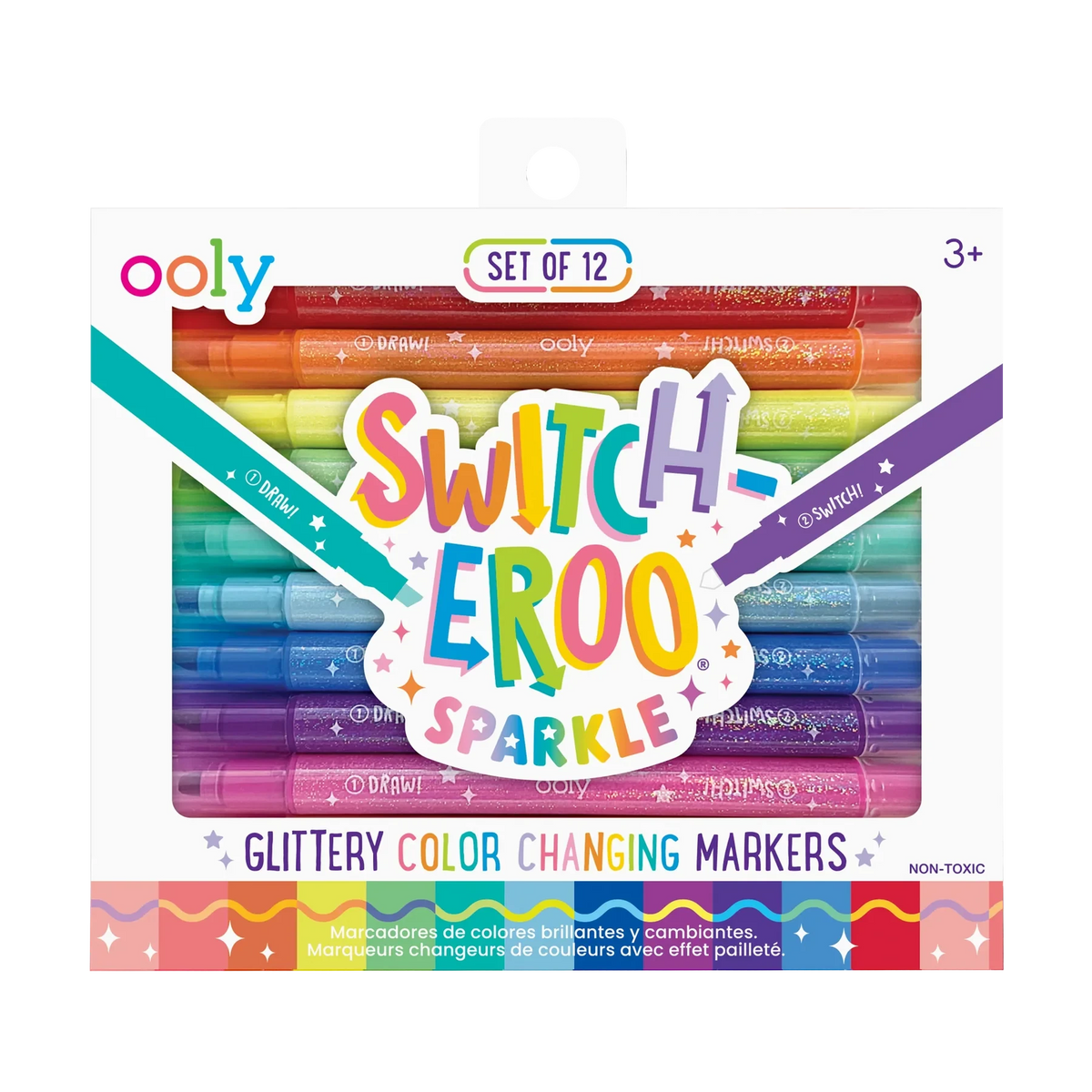 Ooly Switch-eroo Sparkle Glittery Color Changing Markers-- Set of 12