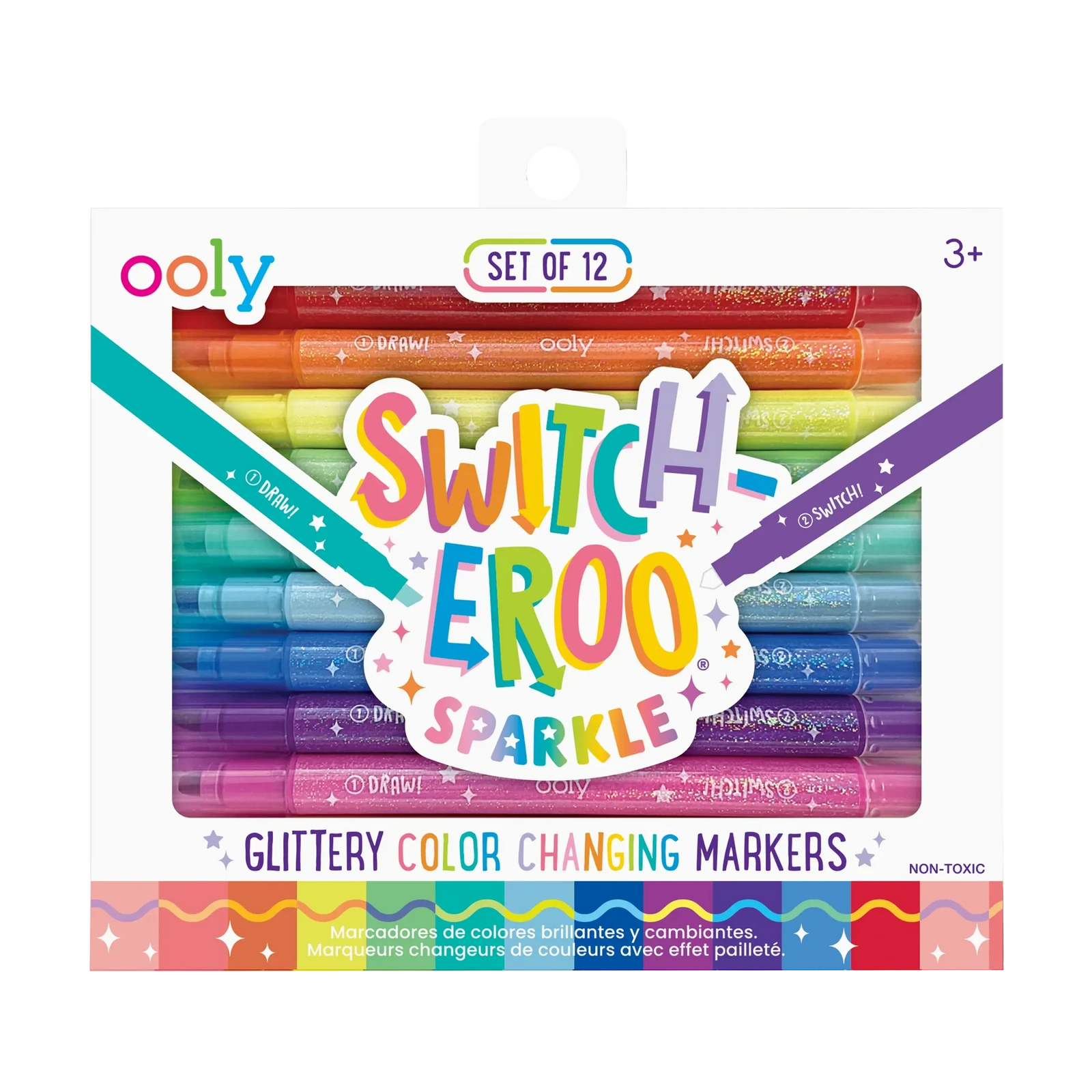 Ooly Switch-eroo Sparkle Glittery Color Changing Markers-- Set of 12