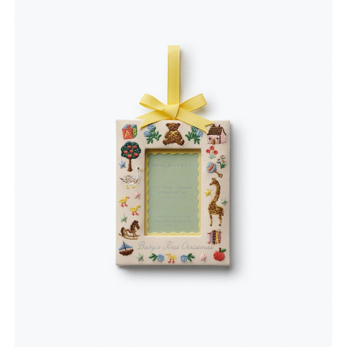 Rifle Paper Co Baby's First Christmas Embroidered Frame Ornament