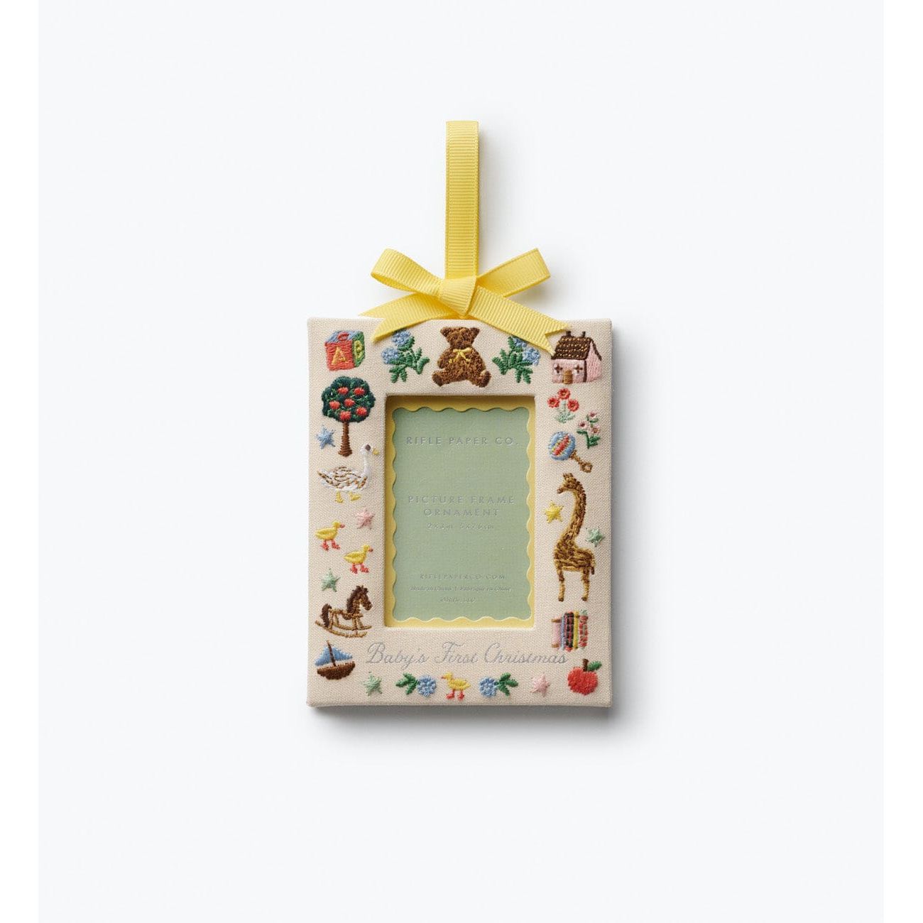 Rifle Paper Co Baby's First Christmas Embroidered Frame Ornament