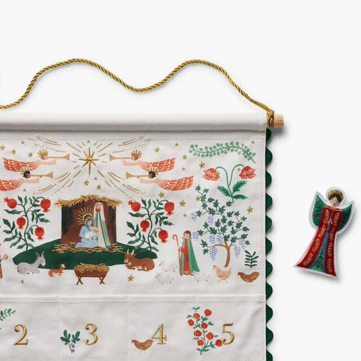 Rifle Paper Co Nativity Embroidered Hanging Advent Calendar