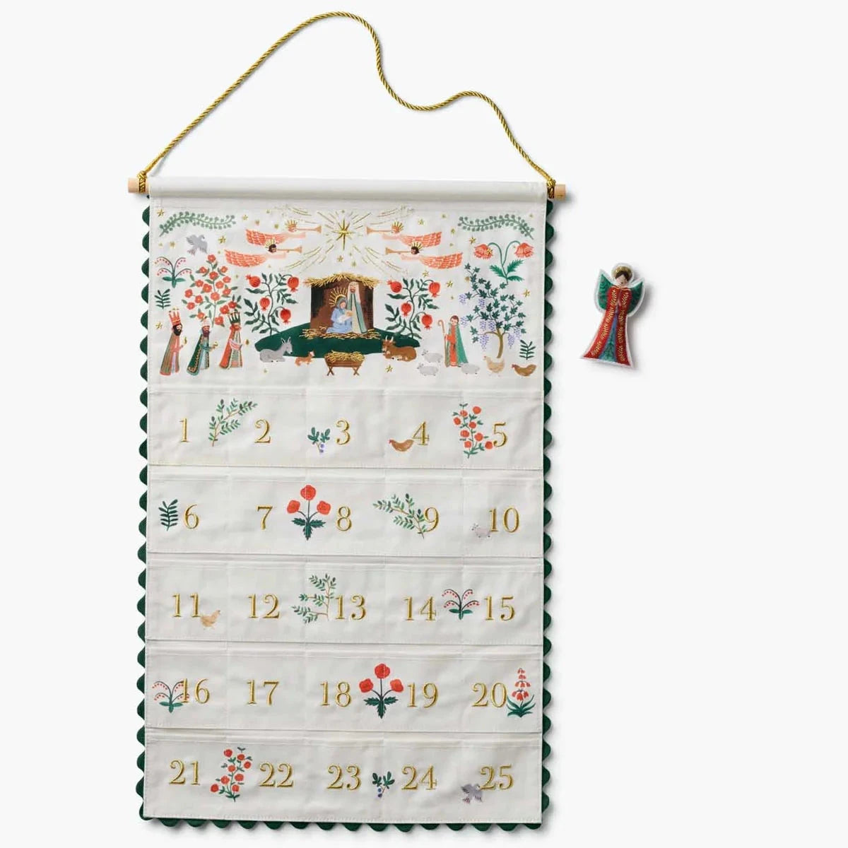 Rifle Paper Co Nativity Embroidered Hanging Advent Calendar