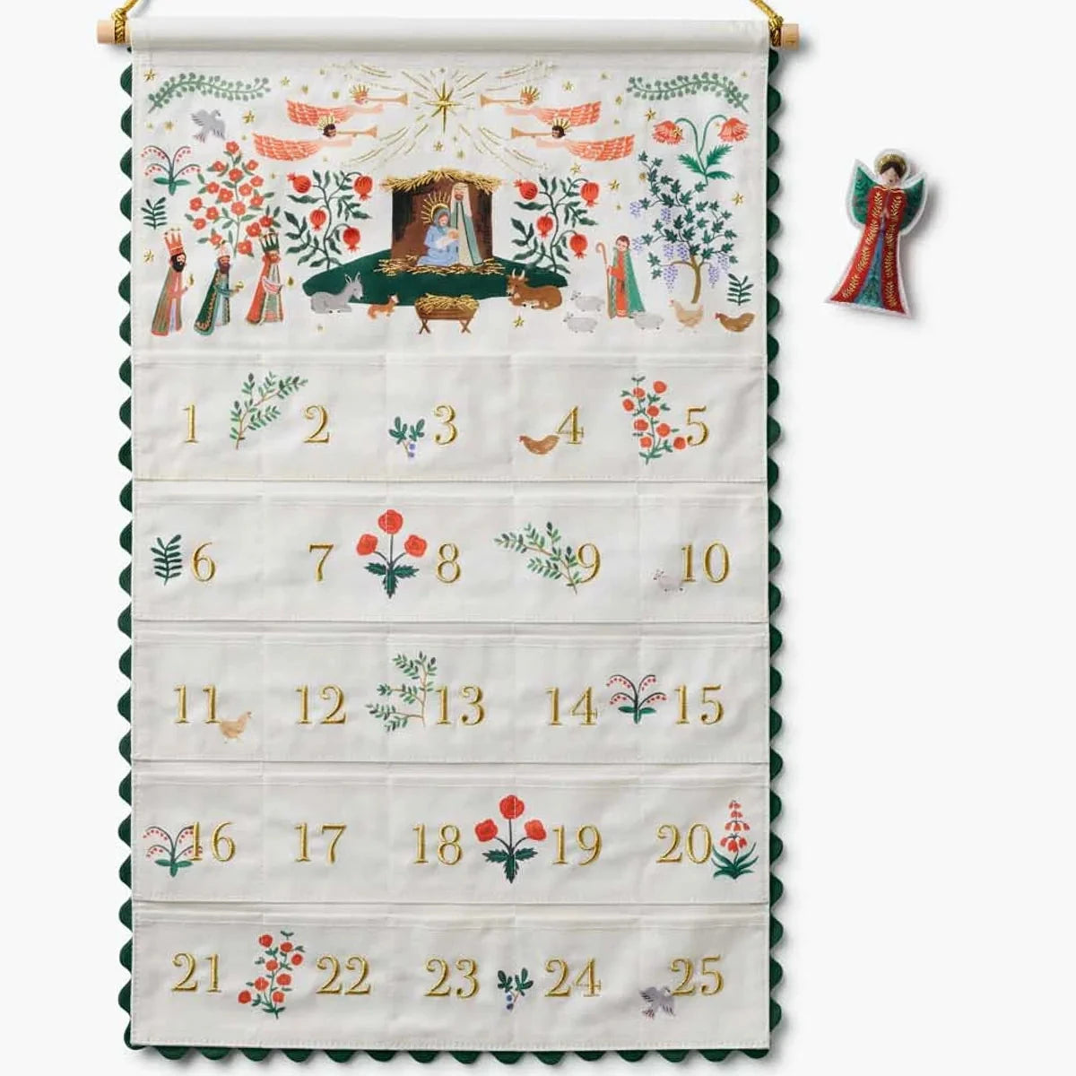 Rifle Paper Co Nativity Embroidered Hanging Advent Calendar