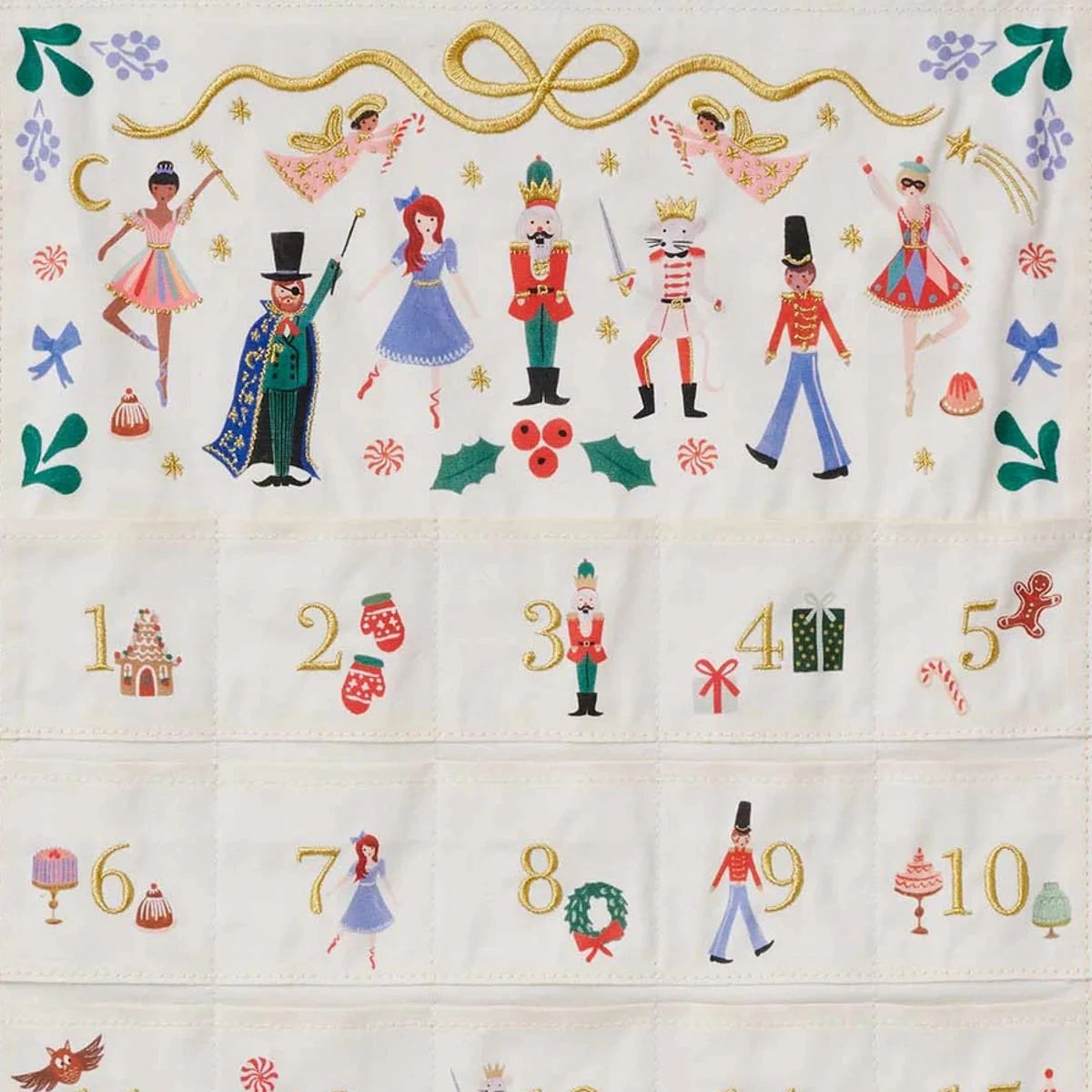 Rifle Paper Co Nutcracker Embroidered Hanging Advent Calendar