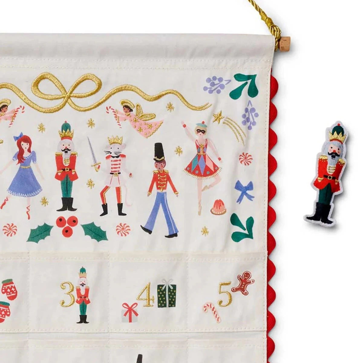 Rifle Paper Co Nutcracker Embroidered Hanging Advent Calendar