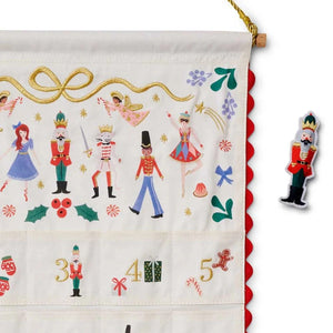 Rifle Paper Co Nutcracker Embroidered Hanging Advent Calendar