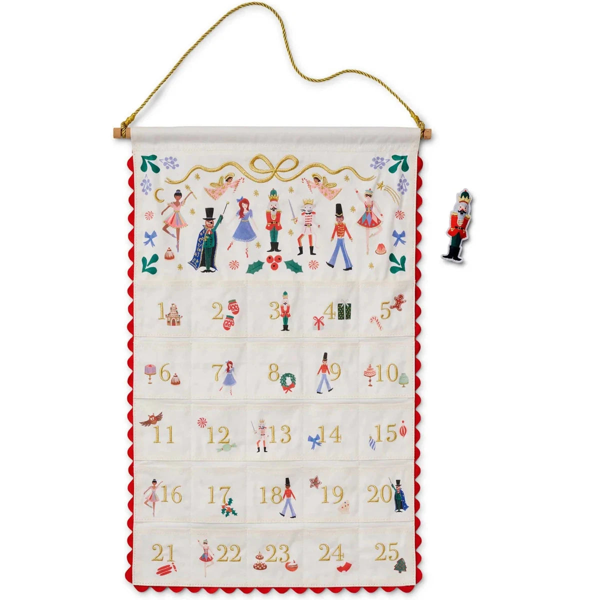Rifle Paper Co Nutcracker Embroidered Hanging Advent Calendar