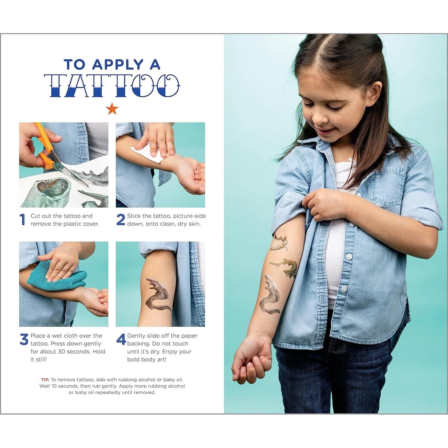 Super, Strong Tattoo Sharks: 50 Temporary Tattoos That Teach