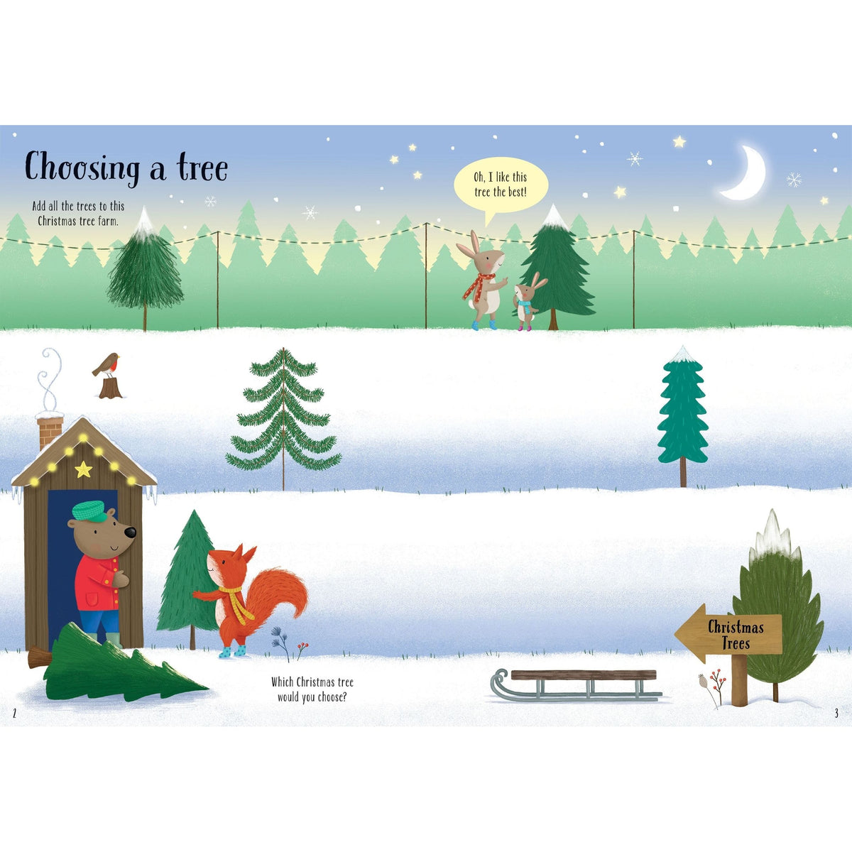 Usborne: Sparkly Christmas Trees Stick Book