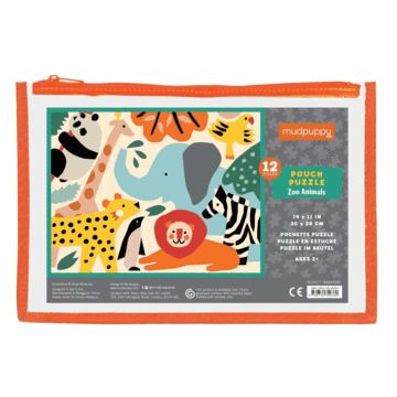 12-Piece Puzzle Pouch -- Zoo Animals
