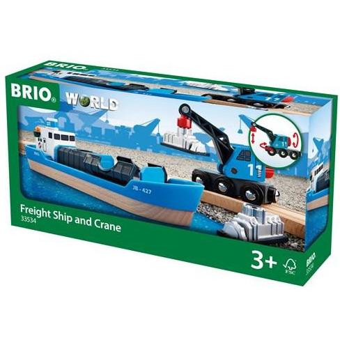 BRIO 33534 Freight Ship & Crane Wagon