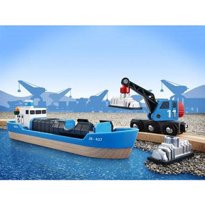 BRIO Freight Ship & Crane Wagon