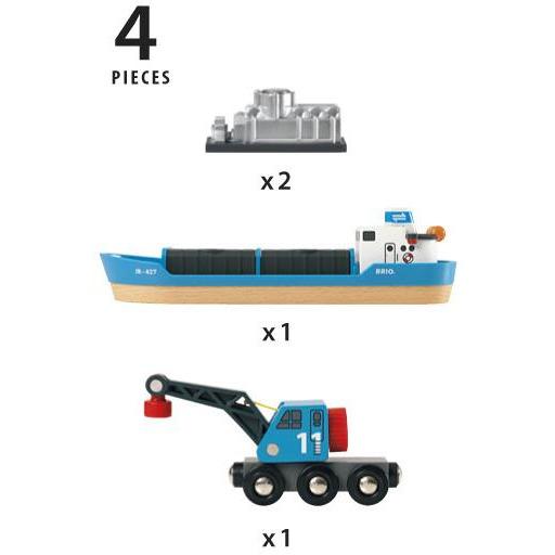 BRIO 33534 Freight Ship & Crane Wagon