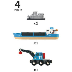 BRIO Freight Ship & Crane Wagon