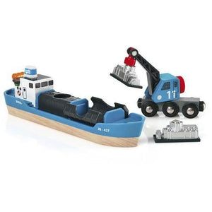 BRIO Freight Ship & Crane Wagon