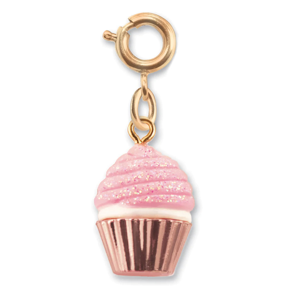 Charm It! Gold and Pink Glitter Cupcake Charm