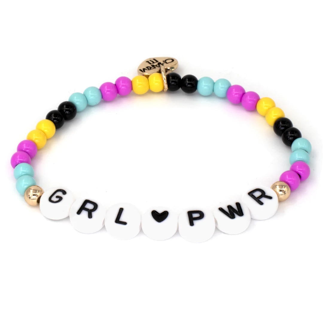 Charm It! Gold Girl Power Stretch Bead Bracelet